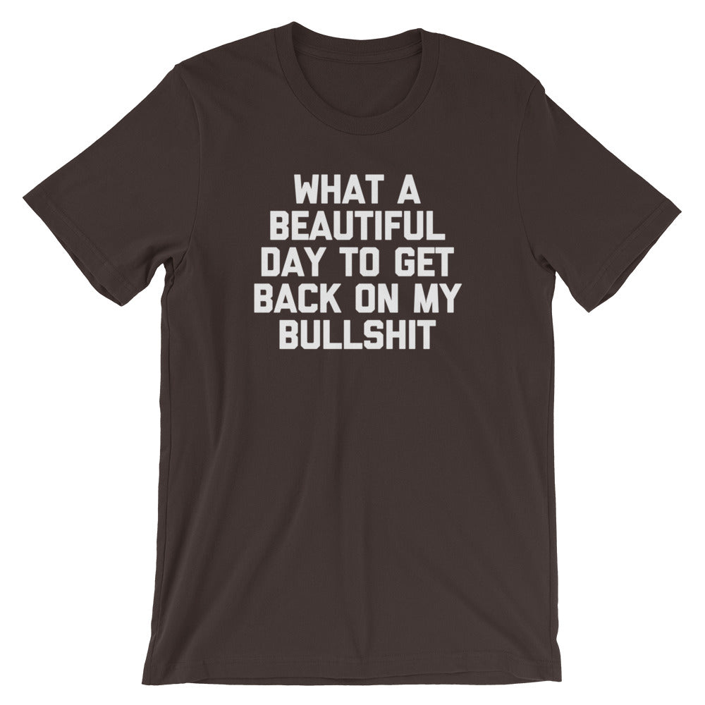 What A Beautiful Day To Get Back On My Bullshit T-Shirt (Unisex)
