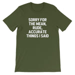 Sorry For The Mean, Rude, Accurate Things I Said T-Shirt (Unisex)