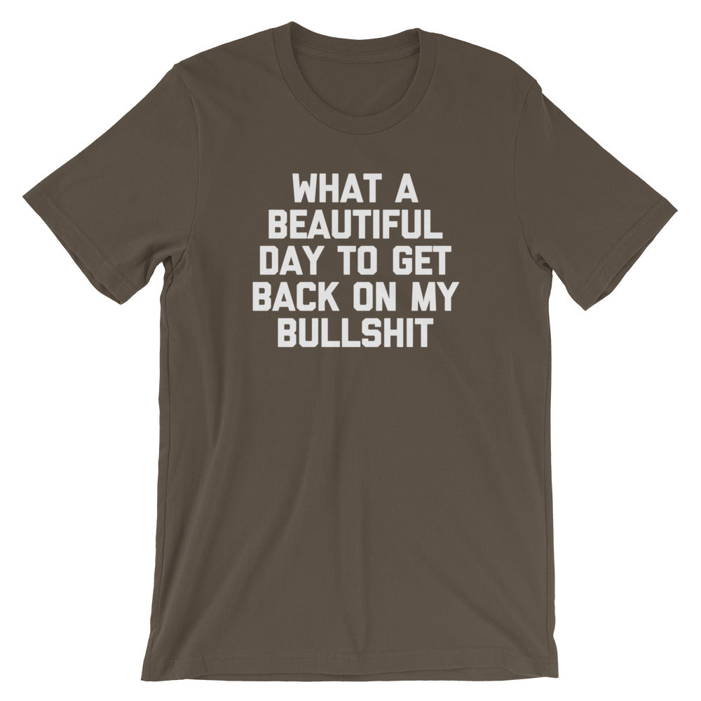 What A Beautiful Day To Get Back On My Bullshit T-Shirt (Unisex)