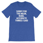 Sorry For The Mean, Rude, Accurate Things I Said T-Shirt (Unisex)