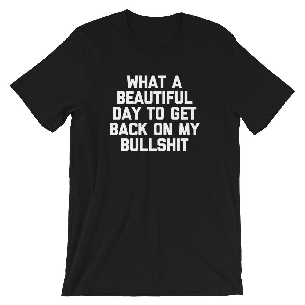 What A Beautiful Day To Get Back On My Bullshit T-Shirt (Unisex)