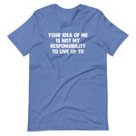 Your Idea Of Me Is Not My Responsibility To Live Up To T-Shirt (Unisex)