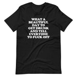 What A Beautiful Day To Get Drunk & Tell Everyone To Fuck Off T-Shirt (Unisex)